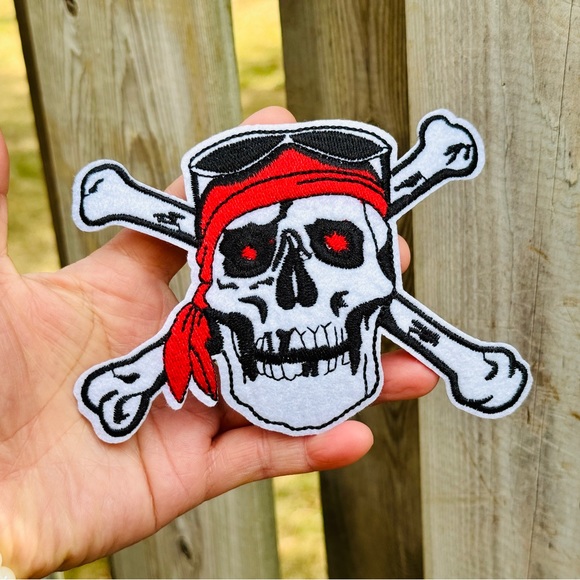 Set of 3 Skull Patches Skull Iron on Patches Pirate Patches - Picture 3 of 4